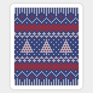 Knitting Blue Xmas trees Sticker